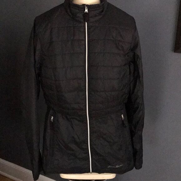 Eddie Bauer blk quilted thermafill stormrepel jckt - Picture 1 of 8